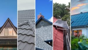 Different asphalt shingle colors and textures comparison