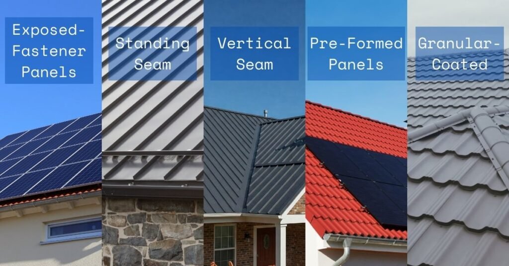 Different types of residential metal roof systems commonly installed in Snellville, GA