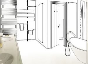 Bathroom and home design concept sketch