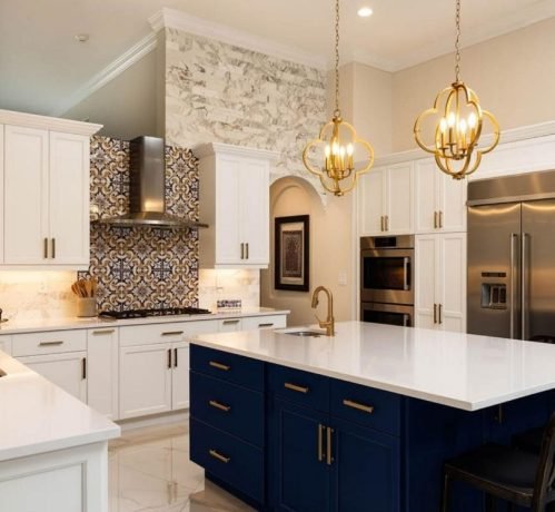 Modern kitchen renovation with pendant lighting